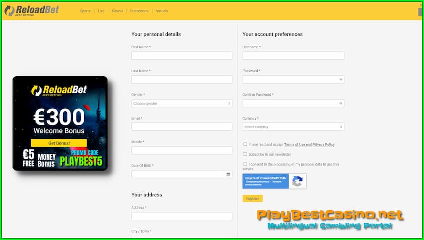 Читайте Полный Обзор Казино ReloadBet со Ставками на Спорт 2023! 36 Регистрация в Казино ReloadBet есть на фото.