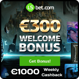 300 Euro Welcome Bonus and 1000 Euro Cashback in LsBet.com casino are on this photo.