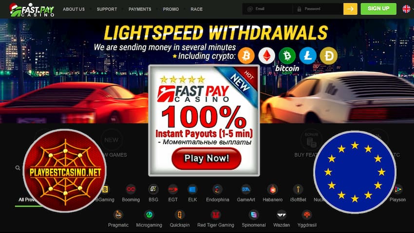 Fastpay casino bonuses can be seen on this image.