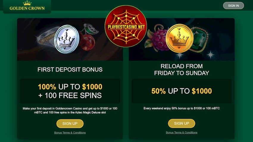 Find The Best World Licensed Casinos Outside European Union! 77 Golden Crown Casino Bonuses can be seen on this image.