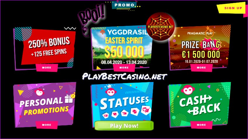 Обзор Нового Казино BOOI и Щедрый Бонус 250% за Регистрацию! 96 Booi Casino Promo Bonuses page for PlayBestCasino.net is on photo.