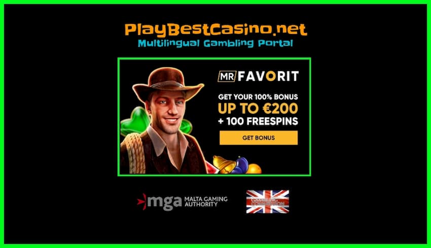 Новое Казино MrFAVORIT с Лицензией MGA и UK! 97 mrFAVORIT casino welcome 100% Bonus and free spins is on photo.
