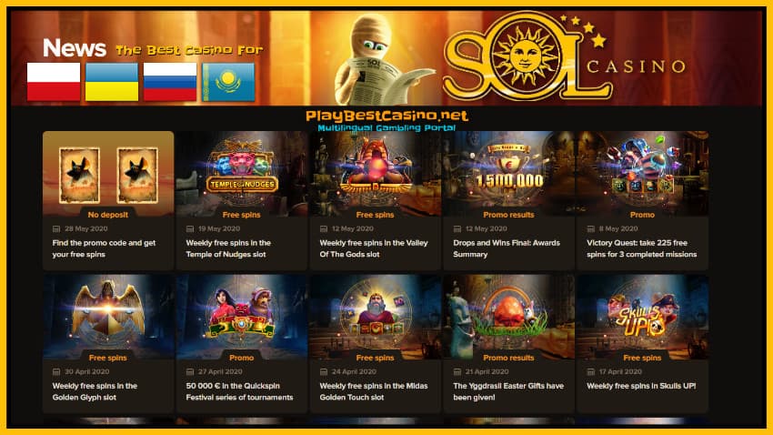 Провайдеры и игровые аппараты в SOL Casino есть на фото.