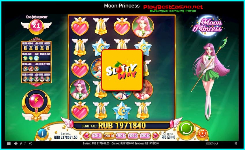 Посмотри Очень Большой Выигрыш в Казино SlottyWay! 93 Big Win in Moon Princess (Play N gO) in SlottyWay Casino are on photo.