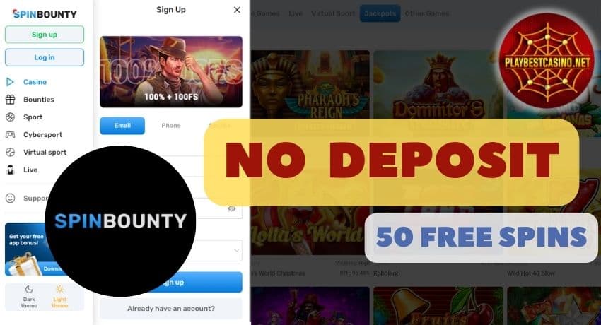 Получите 50 Вращений без Депозита в Новом Казино SpinBounty! 7 Игровые автоматы и бесплатные вращения без депозита дут новых игроков в казино Spinbounty на фото.