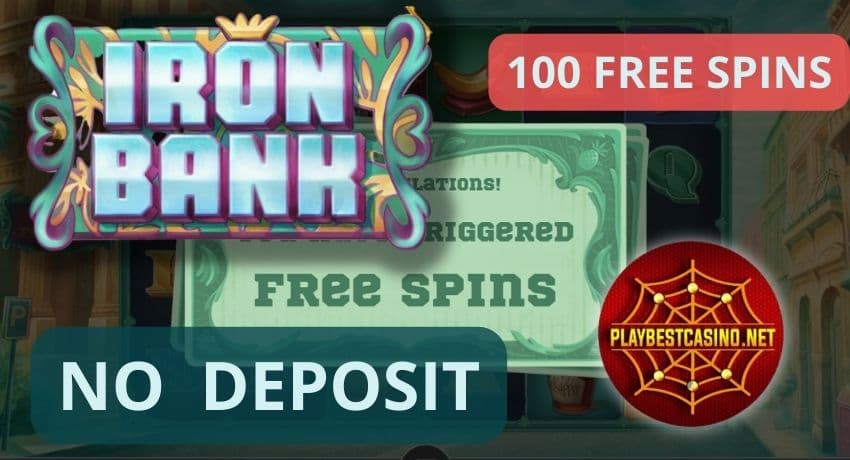 Slot mochini Iron Bank - Li-spins tse 100 tsa mahala ha ho na depositi 94 Lipapali tse 3 tsa bonase li hlahisoa mochining oa slot Iron Bank setšoantšong.