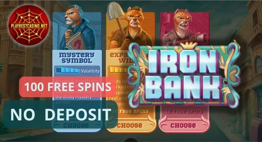 Slot mochini Iron Bank - Li-spins tse 100 tsa mahala ha ho na depositi 90 Iron Bank e nkoa e le papali e ntle ka ho fetisisa ho tsoa ho mofani oa thepa Relax Gaming ka 2023 setšoantšong.